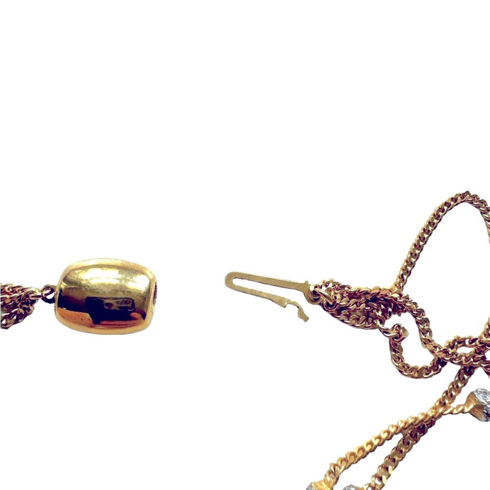 Triple strand gold tone necklace with “diamond” balls. VGUC - Picture 3 of 3